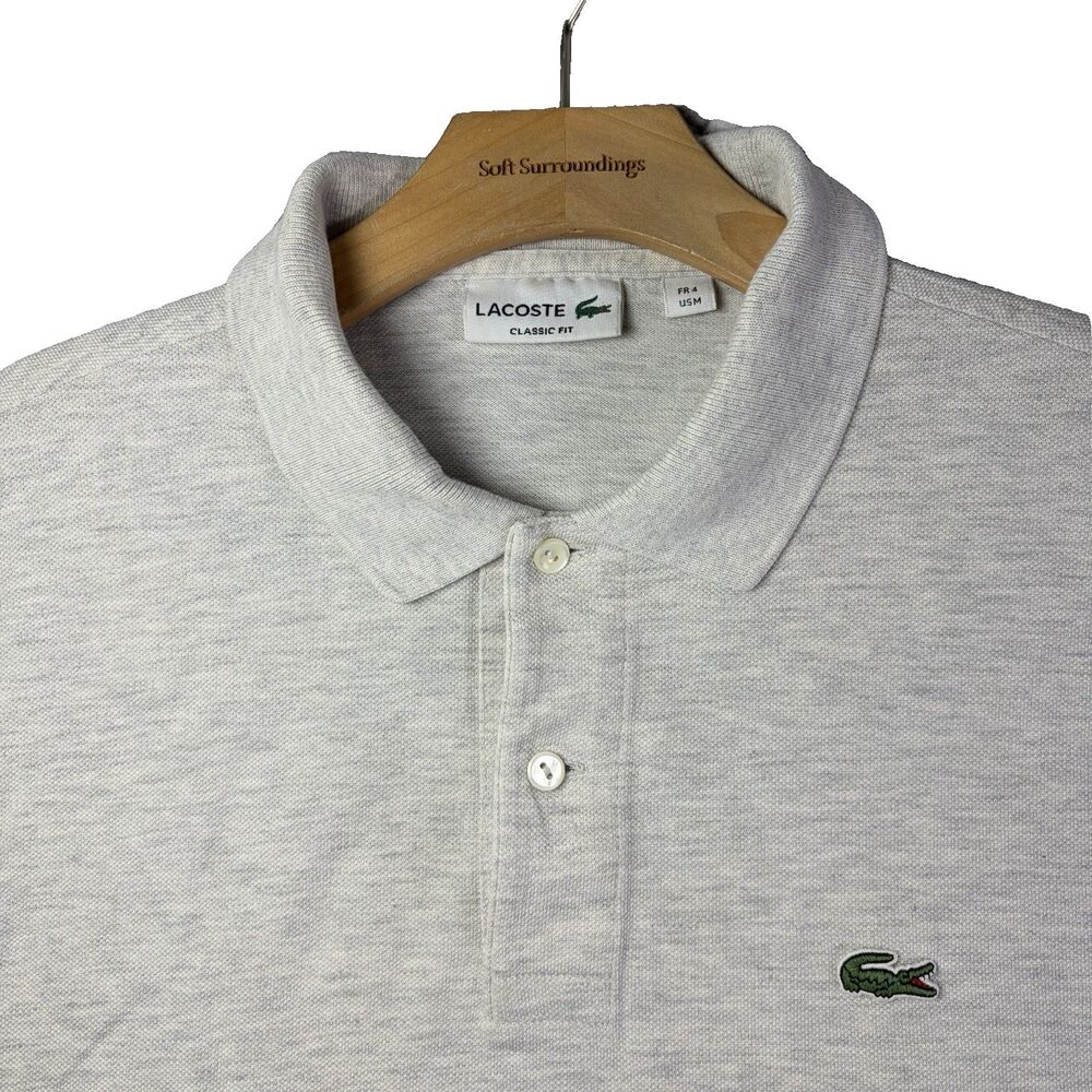 Lacoste Polo Shirt Mens Medium (4) Classic Fit Gray Short Sleeve Preppy Golf